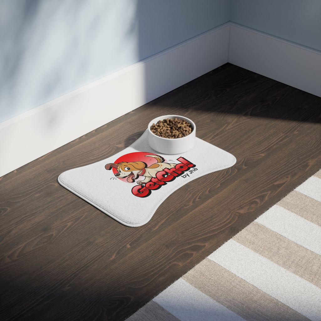 Pet Feeding Mat — Cute 'Get Cho!' Cartoon Dog Design